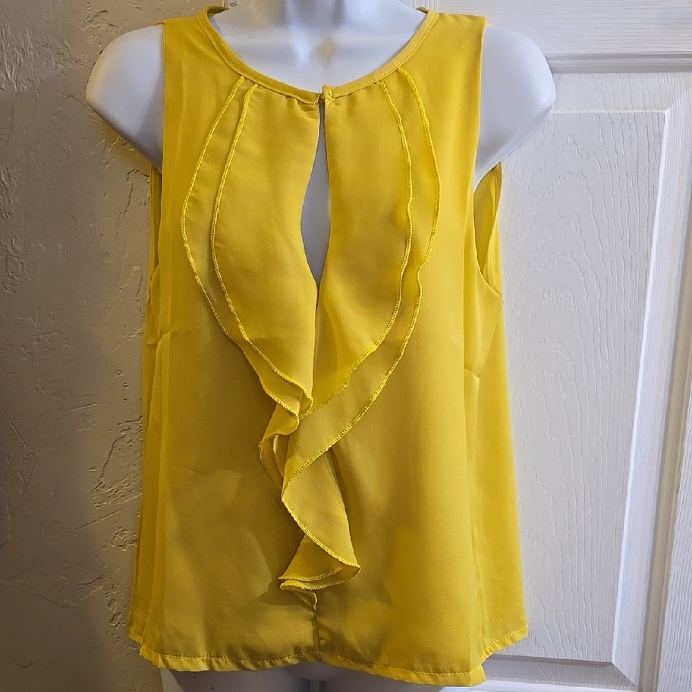 FXJC WOMAN Yellow Sleeveless Ruffle Top